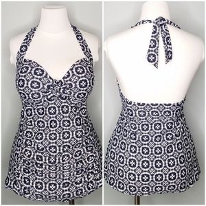 Merona Blue & White Print Tankini